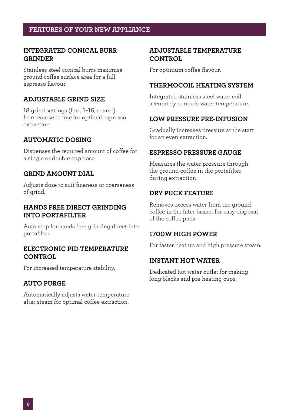 Sage Barista Express BES870UK User Manual | Page 9 / 36