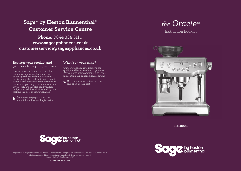 Sage Oracle BES980UK User Manual | 22 pages
