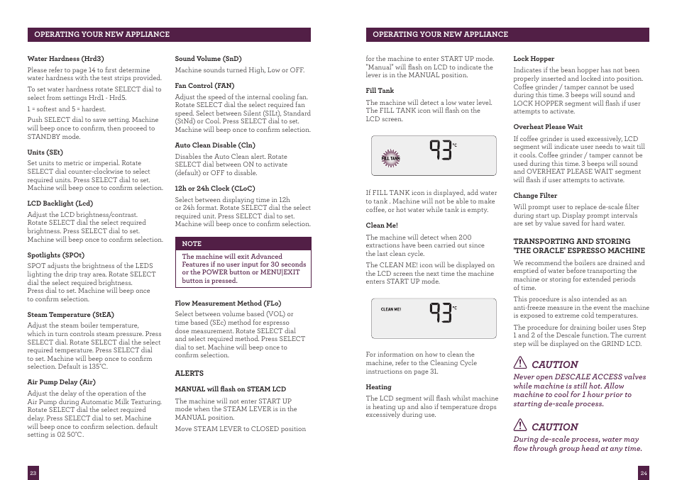 Caution | Sage Oracle BES980UK User Manual | Page 12 / 22