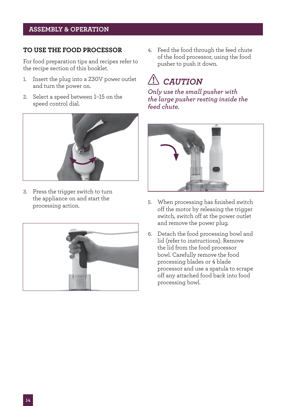 Caution | Sage Control Grip All In One BSB530UK User Manual | Page 15 / 42