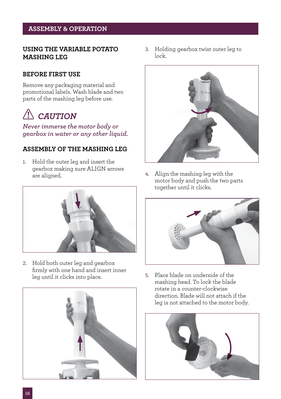 Caution | Sage Control Grip All In One BSB530UK User Manual | Page 17 / 42