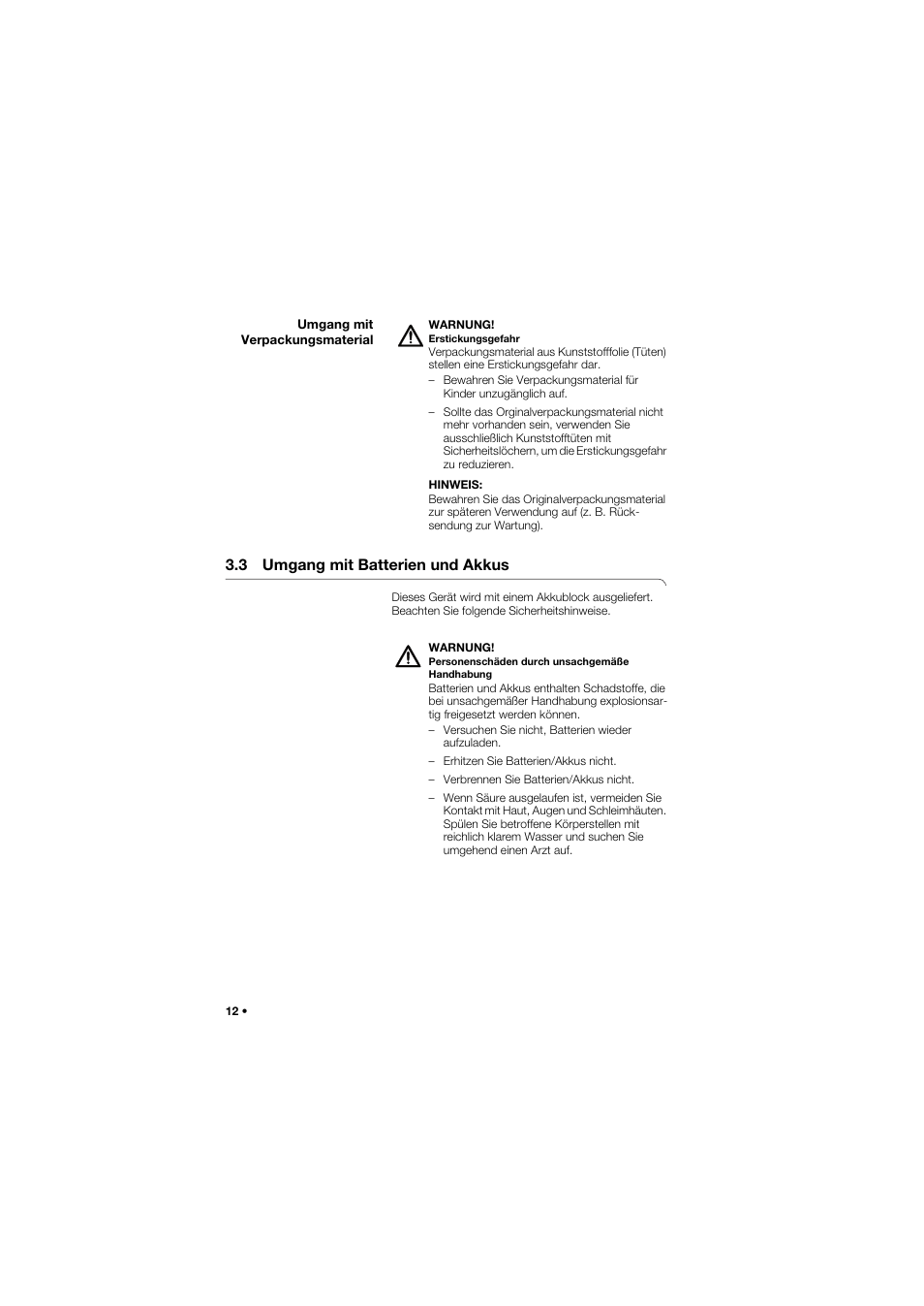 Umgang mit verpackungsmaterial, 3 umgang mit batterien und akkus | Seca 757 band_1 User Manual | Page 12 / 307