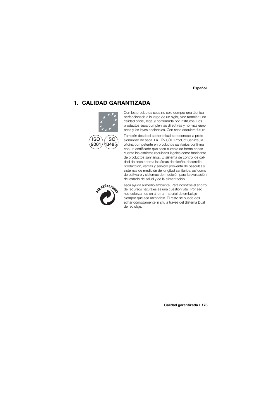 Calidad garantizada | Seca 757 band_1 User Manual | Page 173 / 307