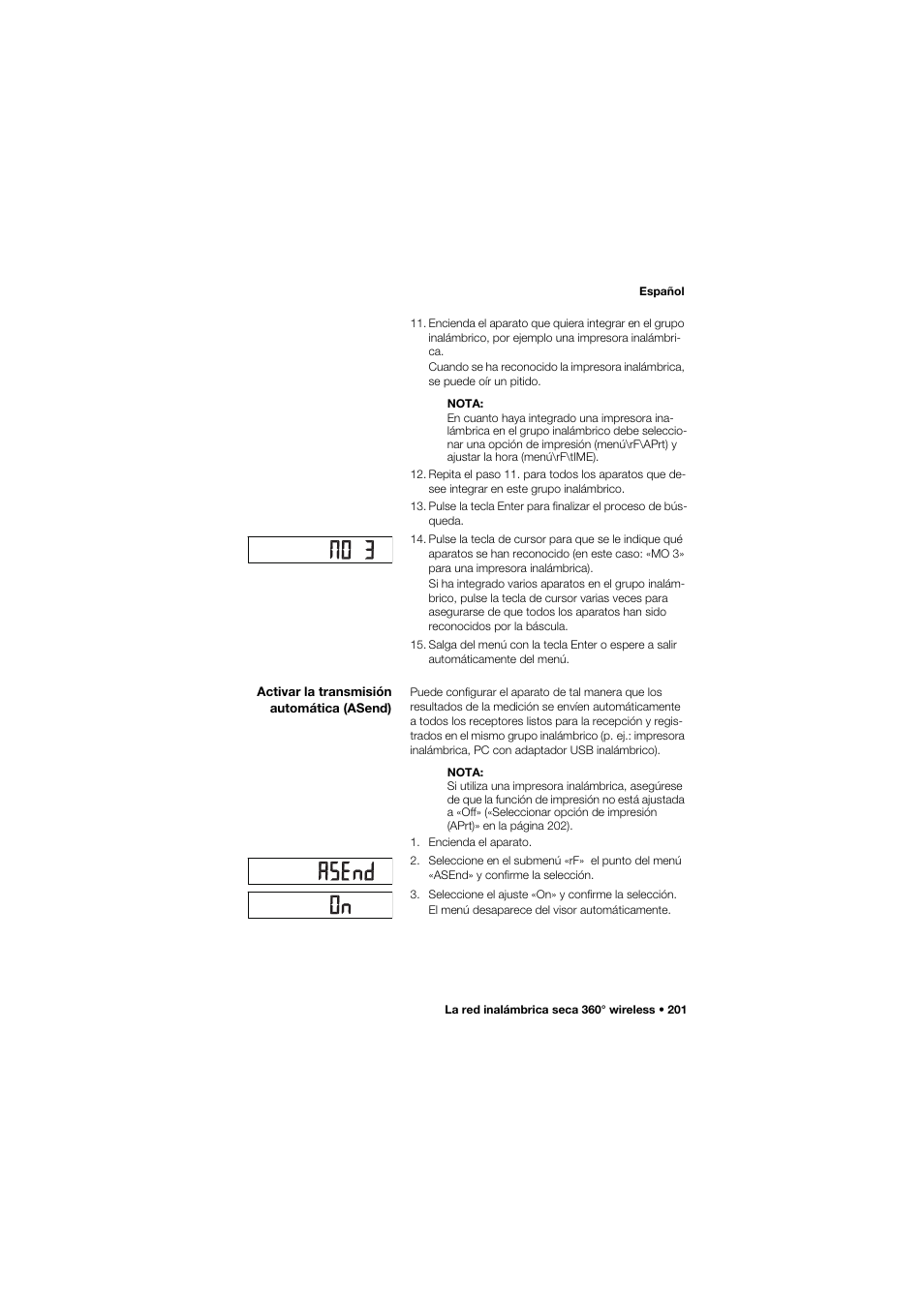 Activar la transmisión automática (asend) | Seca 757 band_1 User Manual | Page 201 / 307
