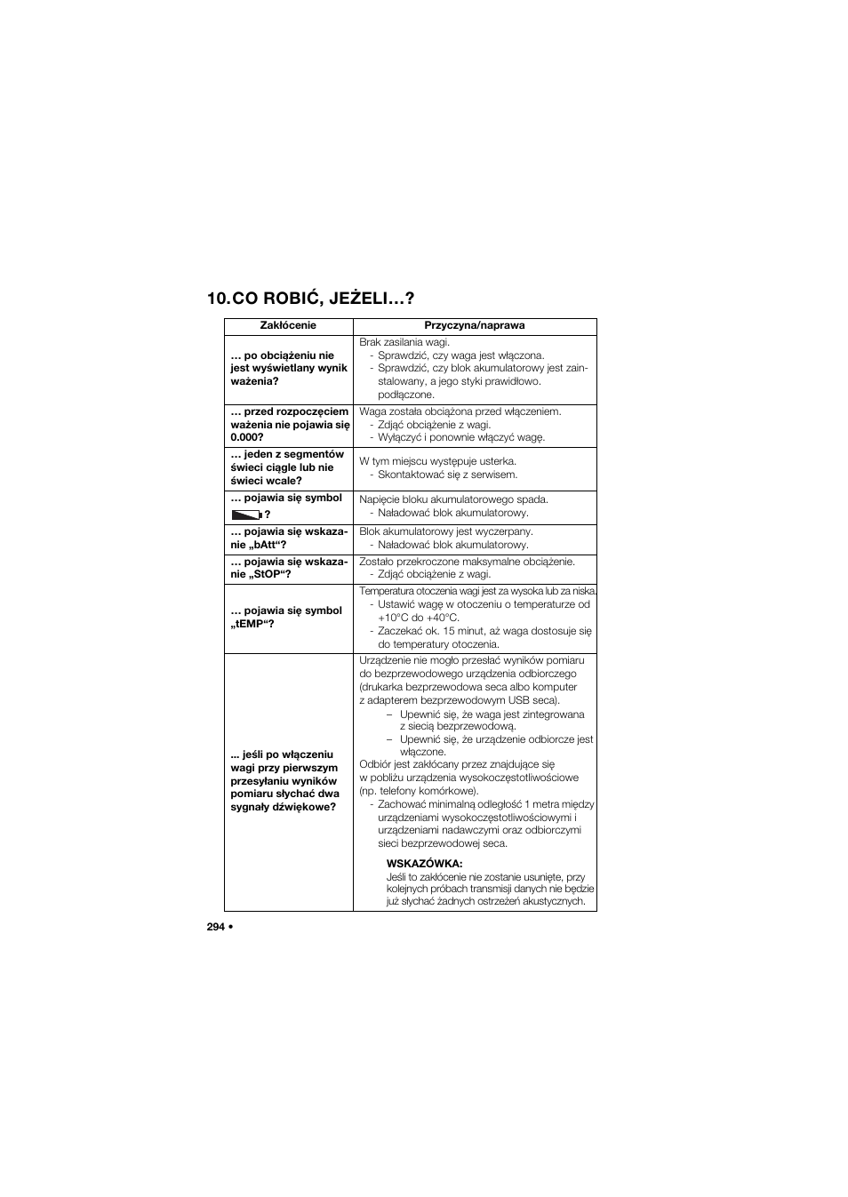 Co robić, jeżeli | Seca 757 band_1 User Manual | Page 294 / 307
