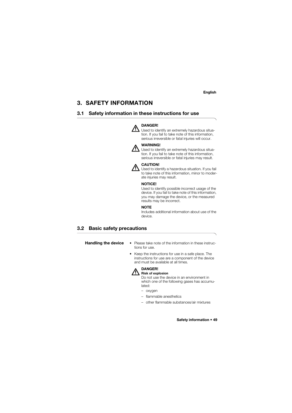 Safety information, 1 safety information in these instructions for use, 2 basic safety precautions | Handling the device | Seca 757 band_1 User Manual | Page 49 / 307