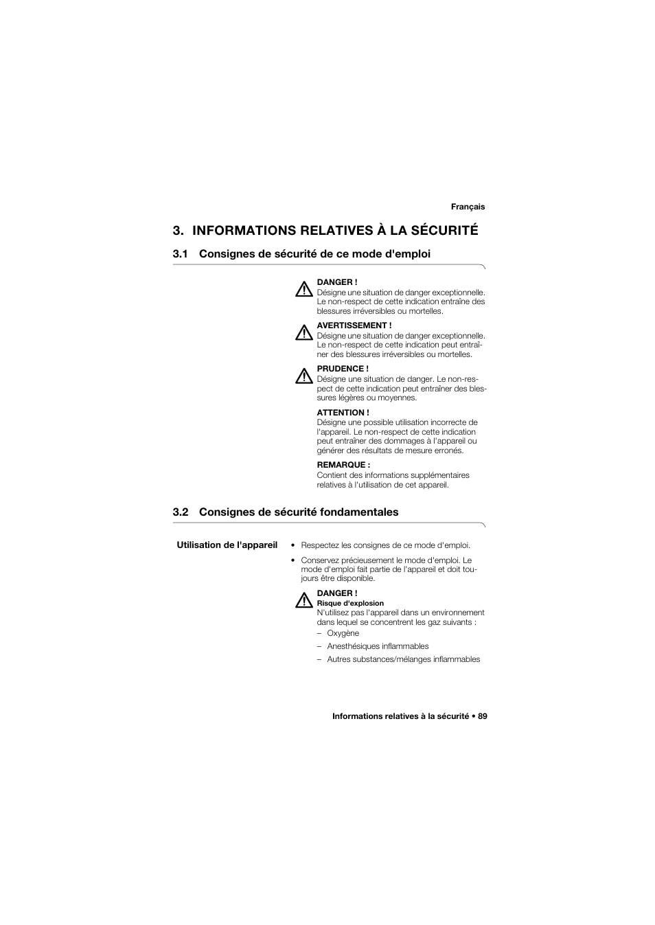 Informations relatives à la sécurité, 1 consignes de sécurité de ce mode d'emploi, 2 consignes de sécurité fondamentales | Utilisation de l'appareil | Seca 757 band_1 User Manual | Page 89 / 307