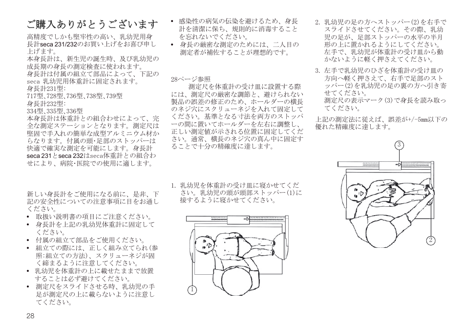 ߏ⾼౉޽ࠅ߇ߣ߁ߏߑ޿߹ߔ | Seca 232 User Manual | Page 28 / 32
