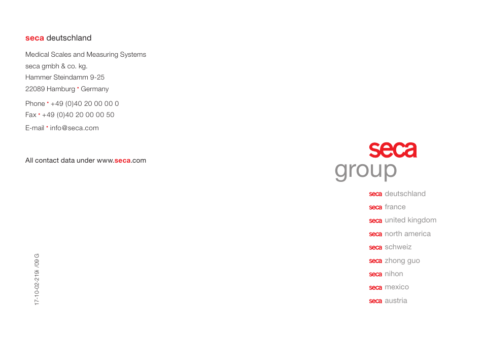 Group | Seca 232 User Manual | Page 32 / 32