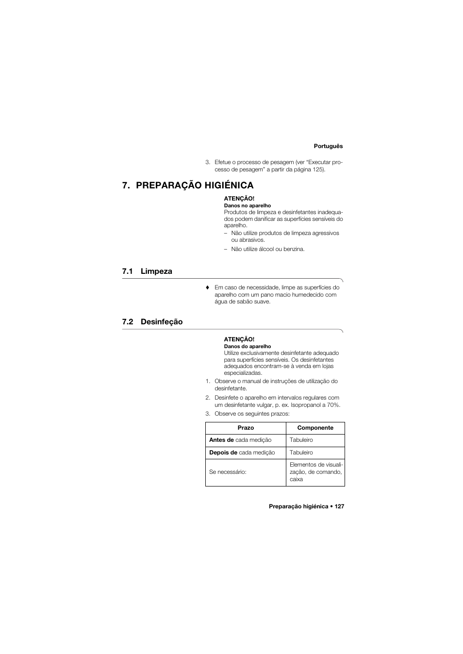 Preparação higiénica, 1 limpeza, 2 desinfeção | Seca 745 band_1 User Manual | Page 127 / 164