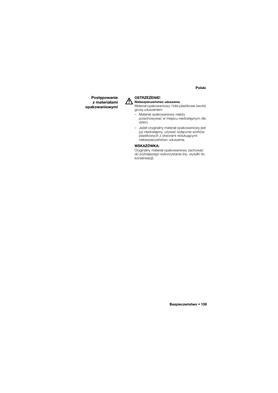 Postępowanie z materiałami opakowaniowymi | Seca 745 band_1 User Manual | Page 139 / 164