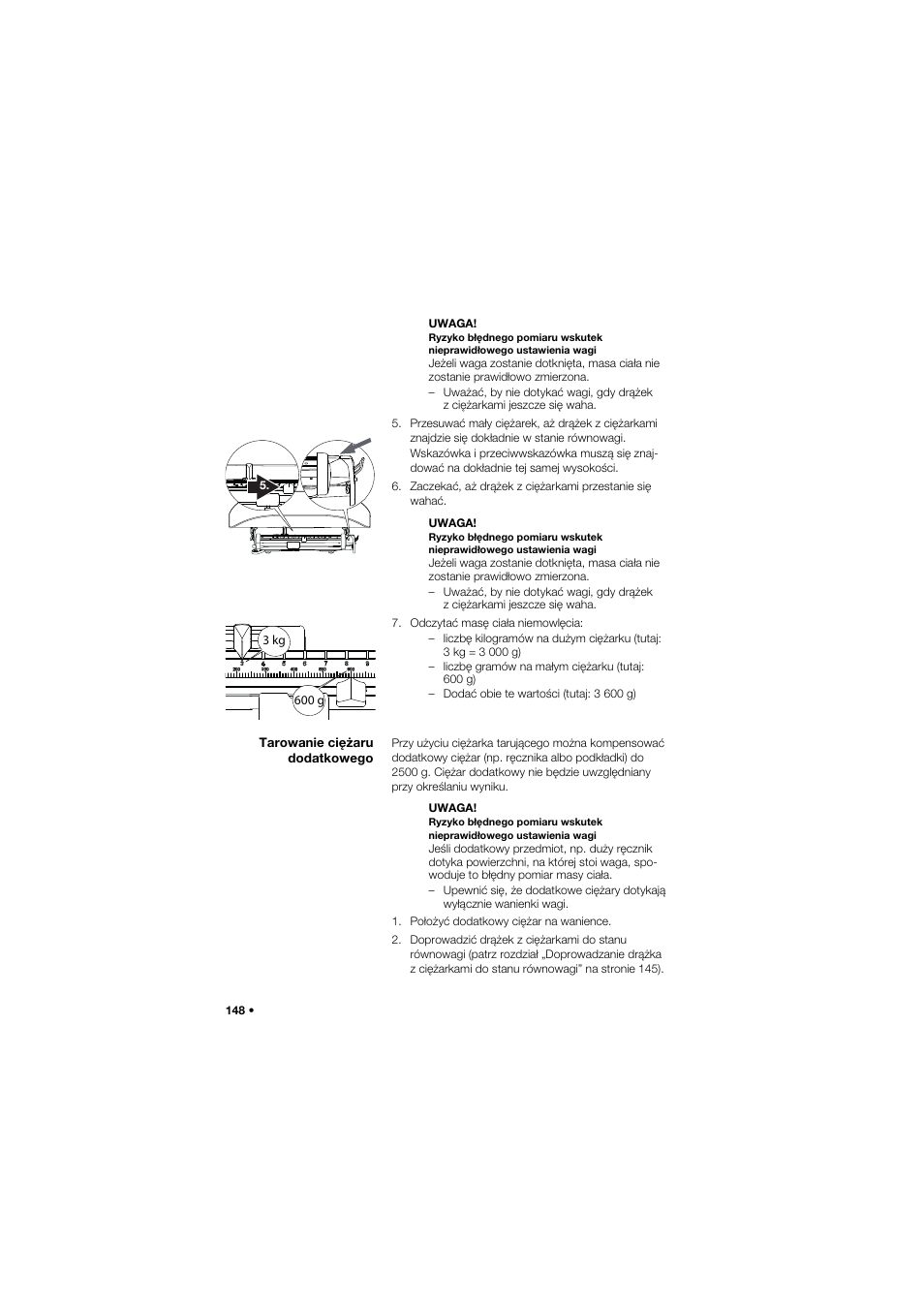 Tarowanie ciężaru dodatkowego | Seca 745 band_1 User Manual | Page 148 / 164