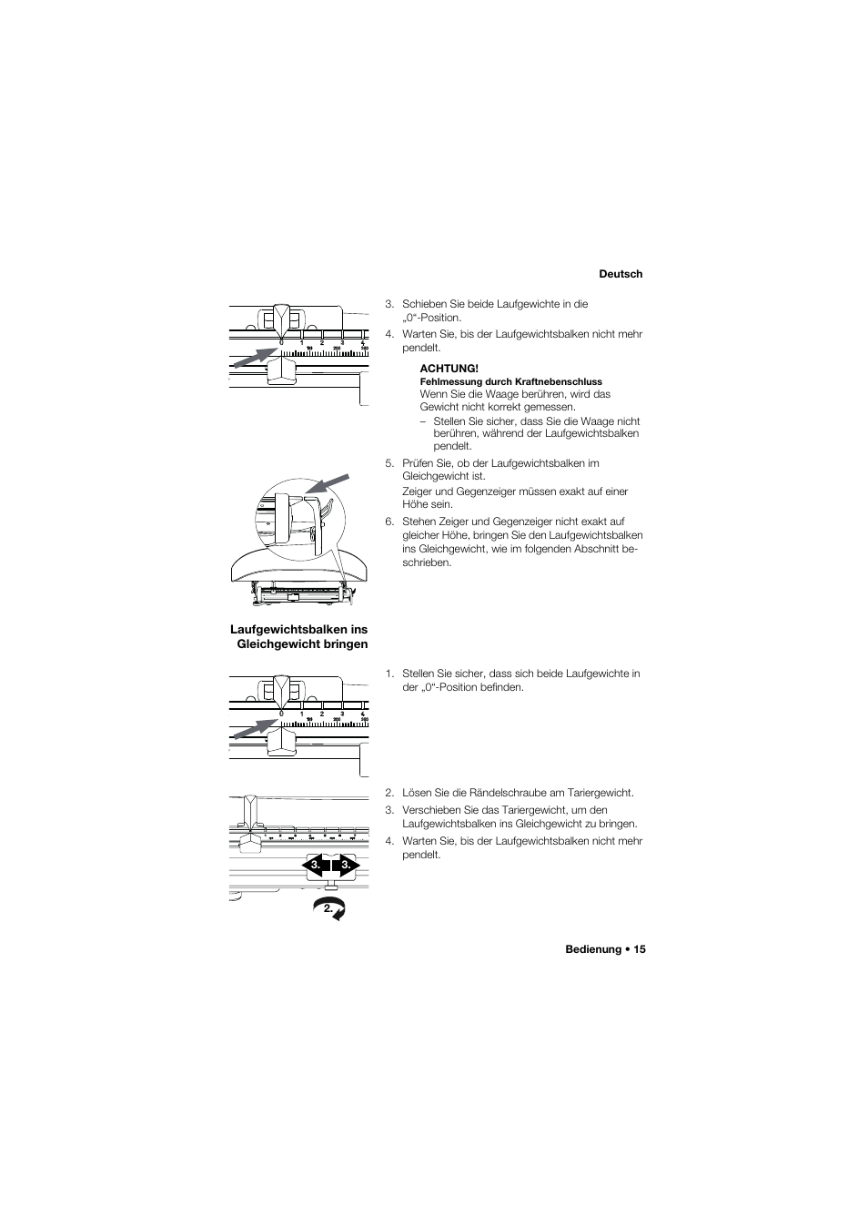 Laufgewichtsbalken ins gleichgewicht bringen | Seca 745 band_1 User Manual | Page 15 / 164