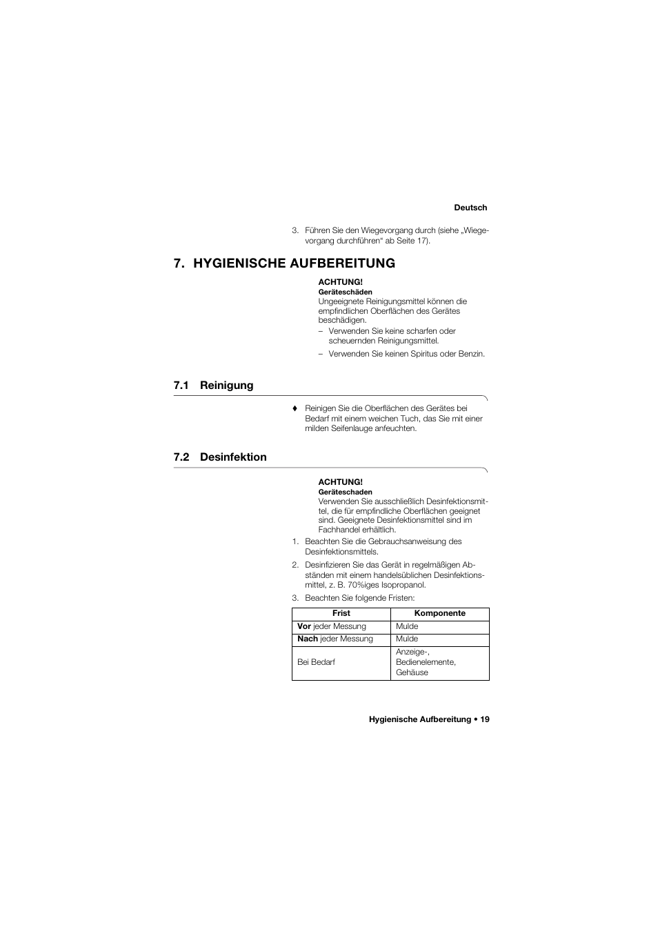 Hygienische aufbereitung, 1 reinigung, 2 desinfektion | Seca 745 band_1 User Manual | Page 19 / 164