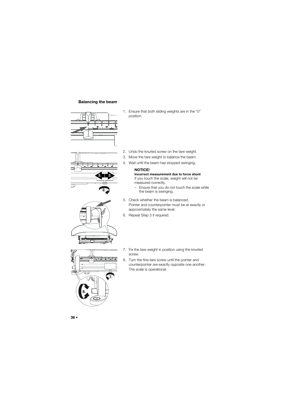 Taring the beam | Seca 745 band_1 User Manual | Page 36 / 164