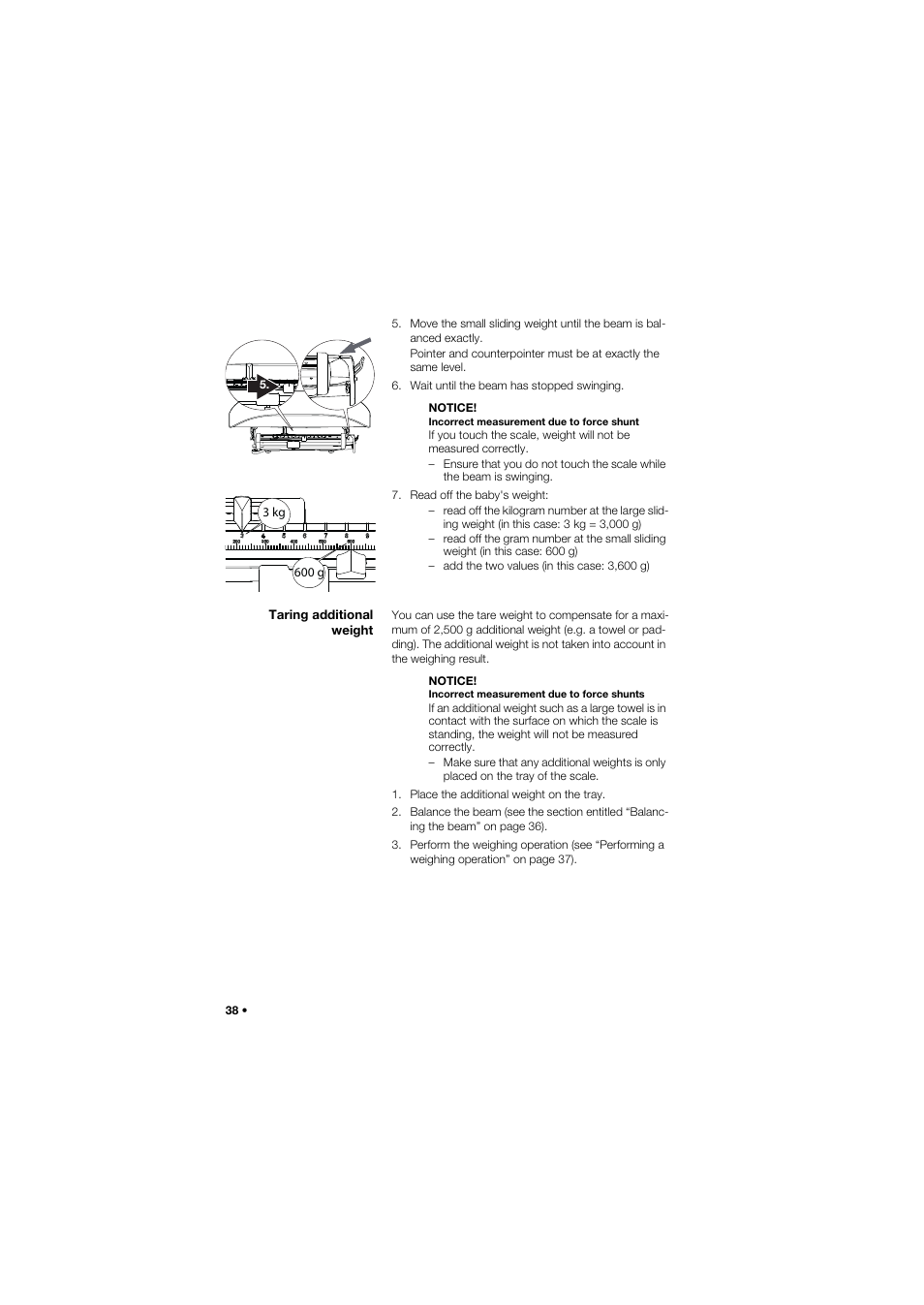 Taring additional weight | Seca 745 band_1 User Manual | Page 38 / 164