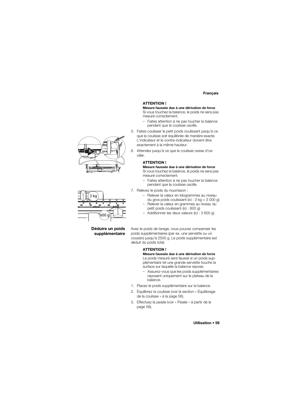 Déduire un poids supplémentaire | Seca 745 band_1 User Manual | Page 59 / 164