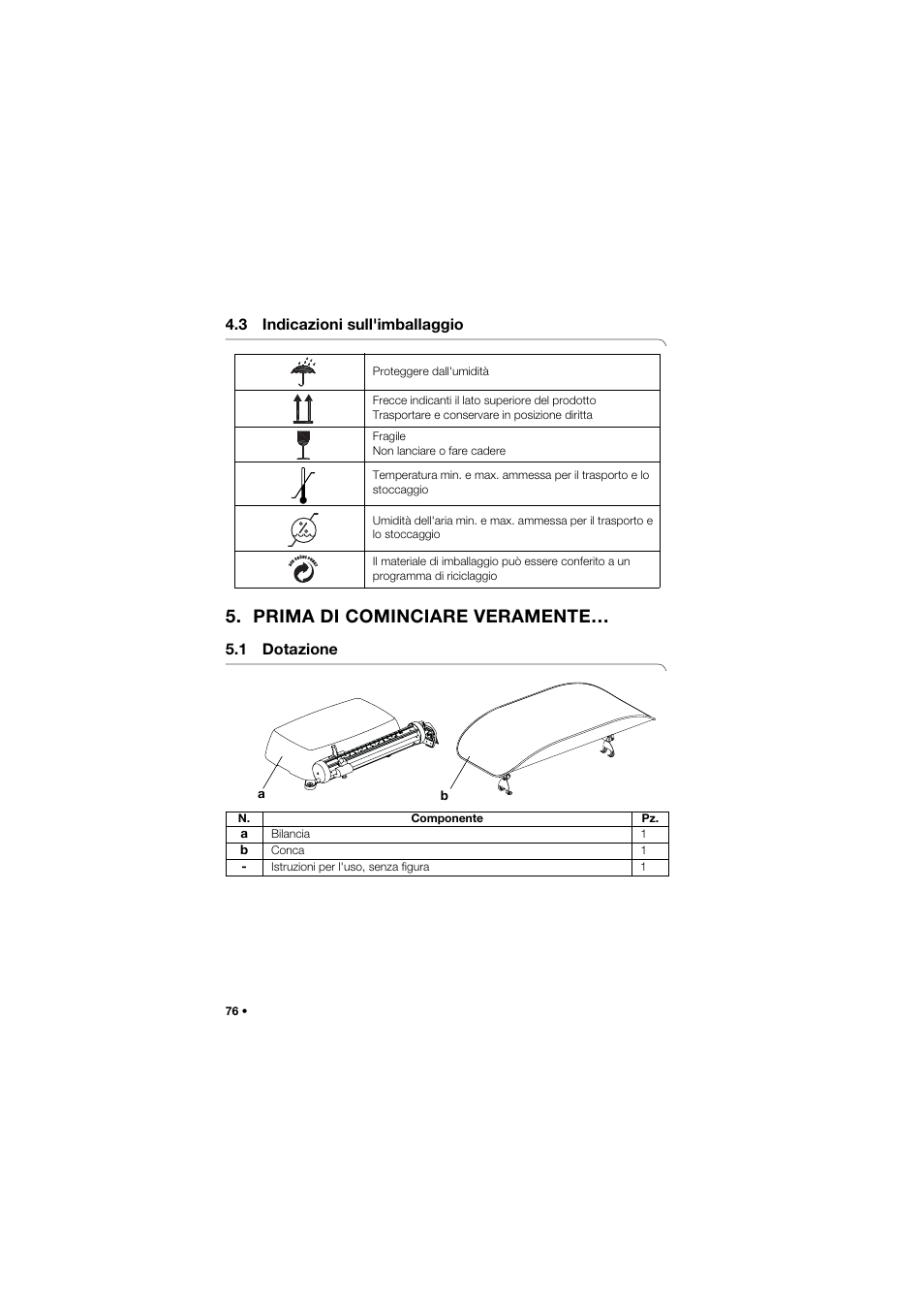 3 indicazioni sull'imballaggio, Prima di cominciare veramente, 1 dotazione | Seca 745 band_1 User Manual | Page 76 / 164