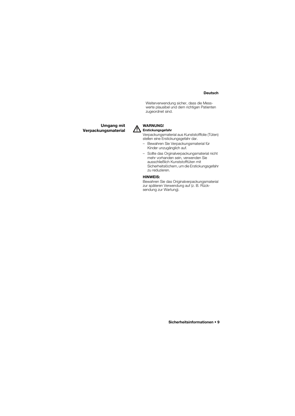 Umgang mit verpackungsmaterial | Seca 745 band_1 User Manual | Page 9 / 164