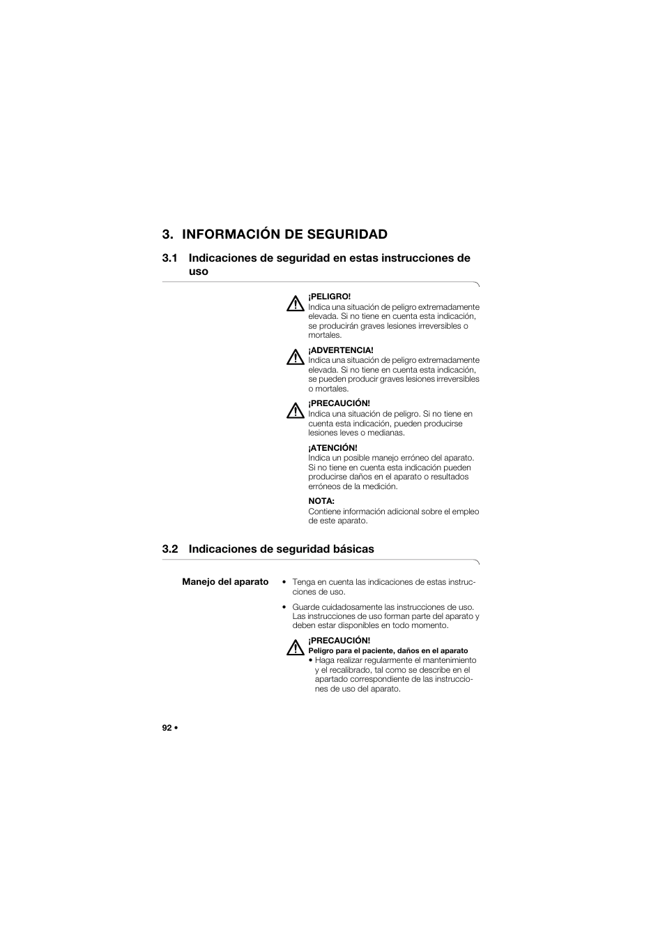 Información de seguridad, 2 indicaciones de seguridad básicas, Manejo del aparato | Seca 745 band_1 User Manual | Page 92 / 164