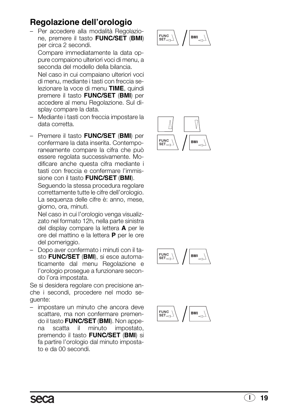 Regolazione dell’orologio | Seca 763 printer-module User Manual | Page 19 / 72
