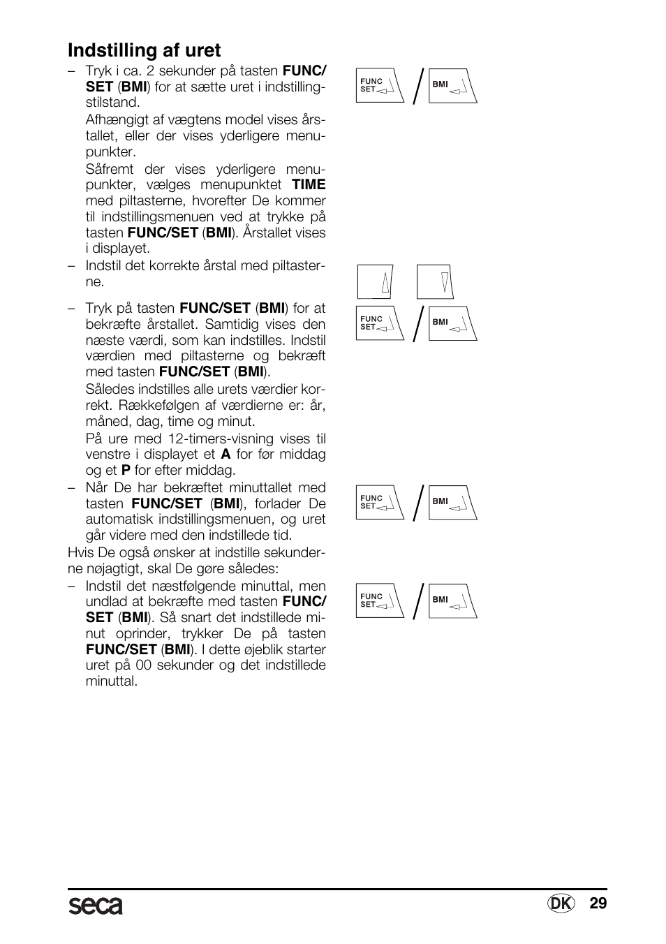 Indstilling af uret | Seca 763 printer-module User Manual | Page 29 / 72