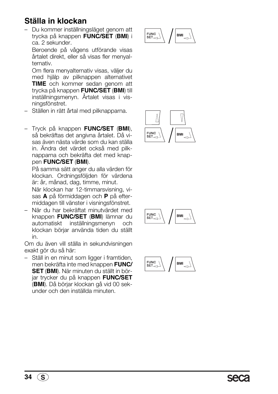 Ställa in klockan | Seca 763 printer-module User Manual | Page 34 / 72