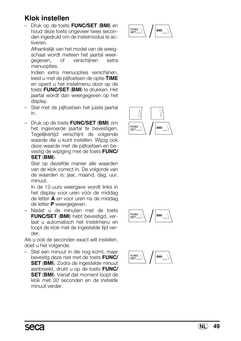 Klok instellen | Seca 763 printer-module User Manual | Page 49 / 72