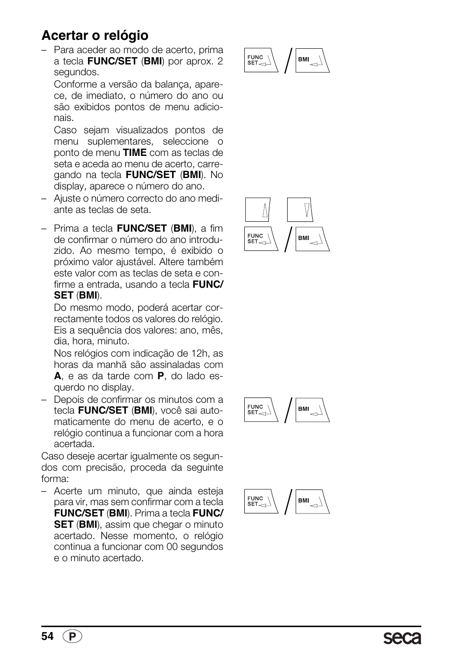 Acertar o relógio | Seca 763 printer-module User Manual | Page 54 / 72