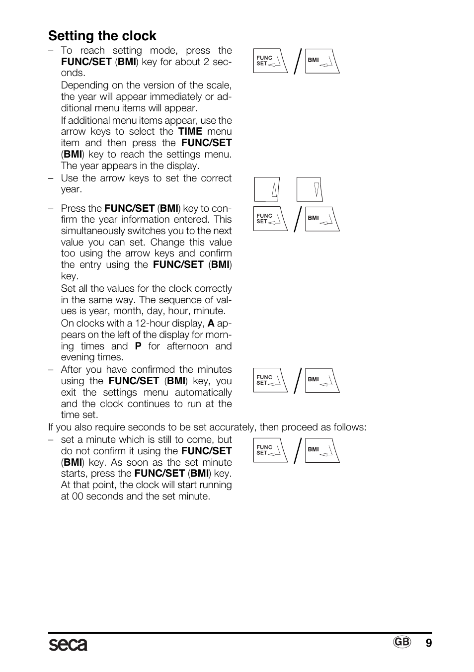 Setting the clock | Seca 763 printer-module User Manual | Page 9 / 72