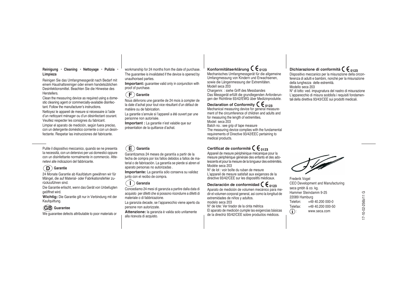 Seca 203_inch User Manual | Page 2 / 2
