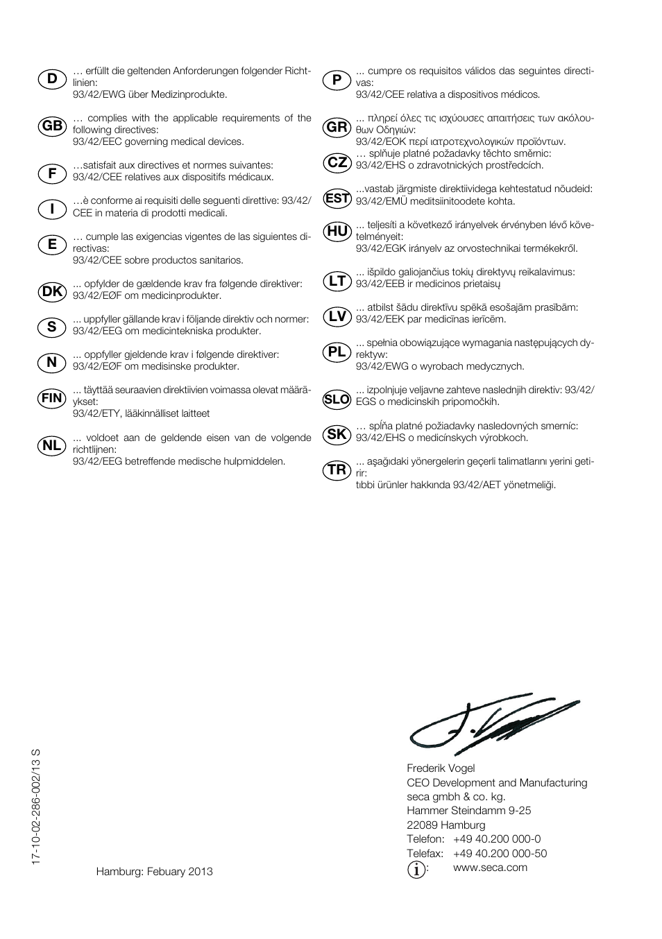 Seca 201_inch User Manual | Page 22 / 24