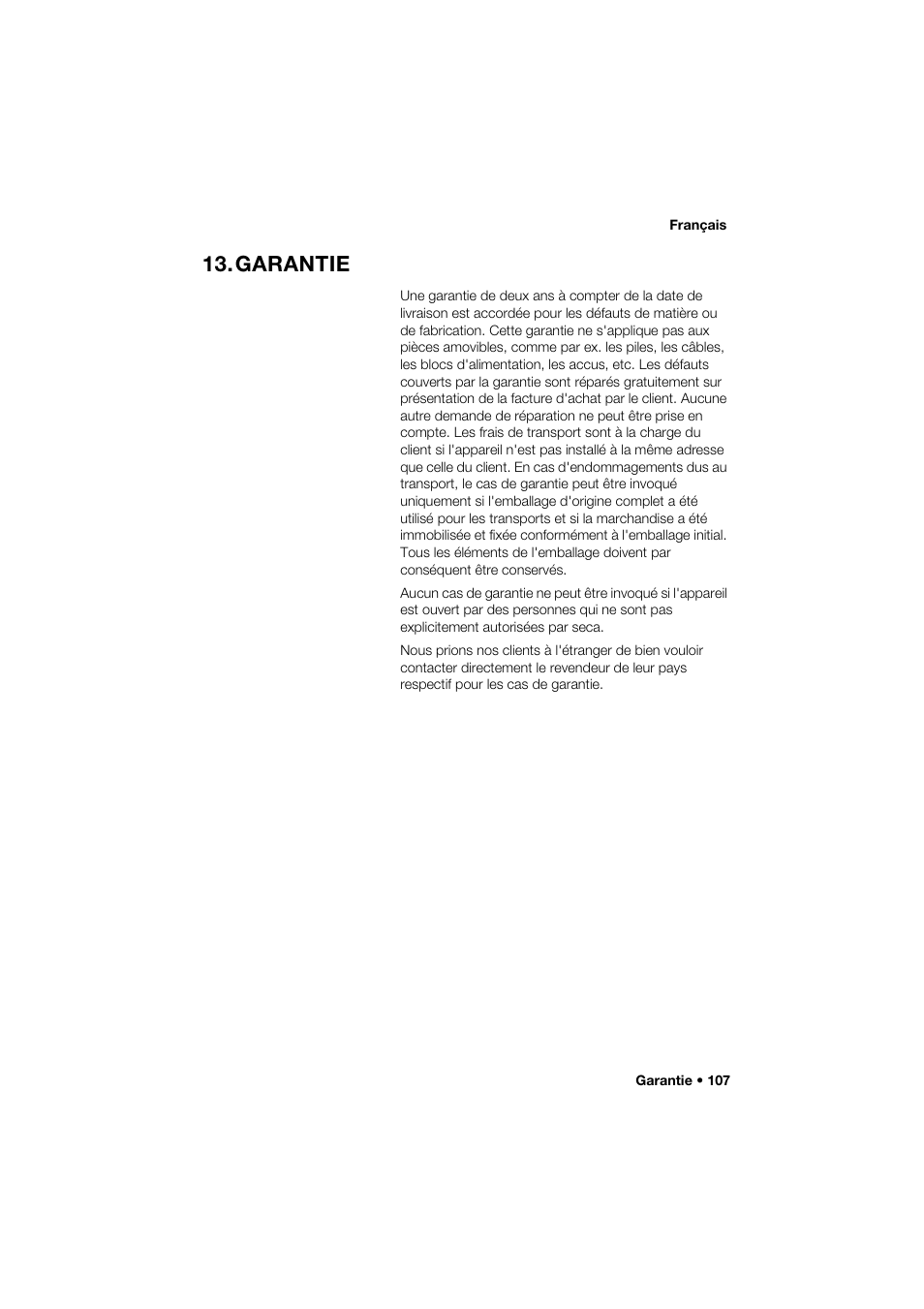 Garantie | Seca 274 band_1 User Manual | Page 107 / 255