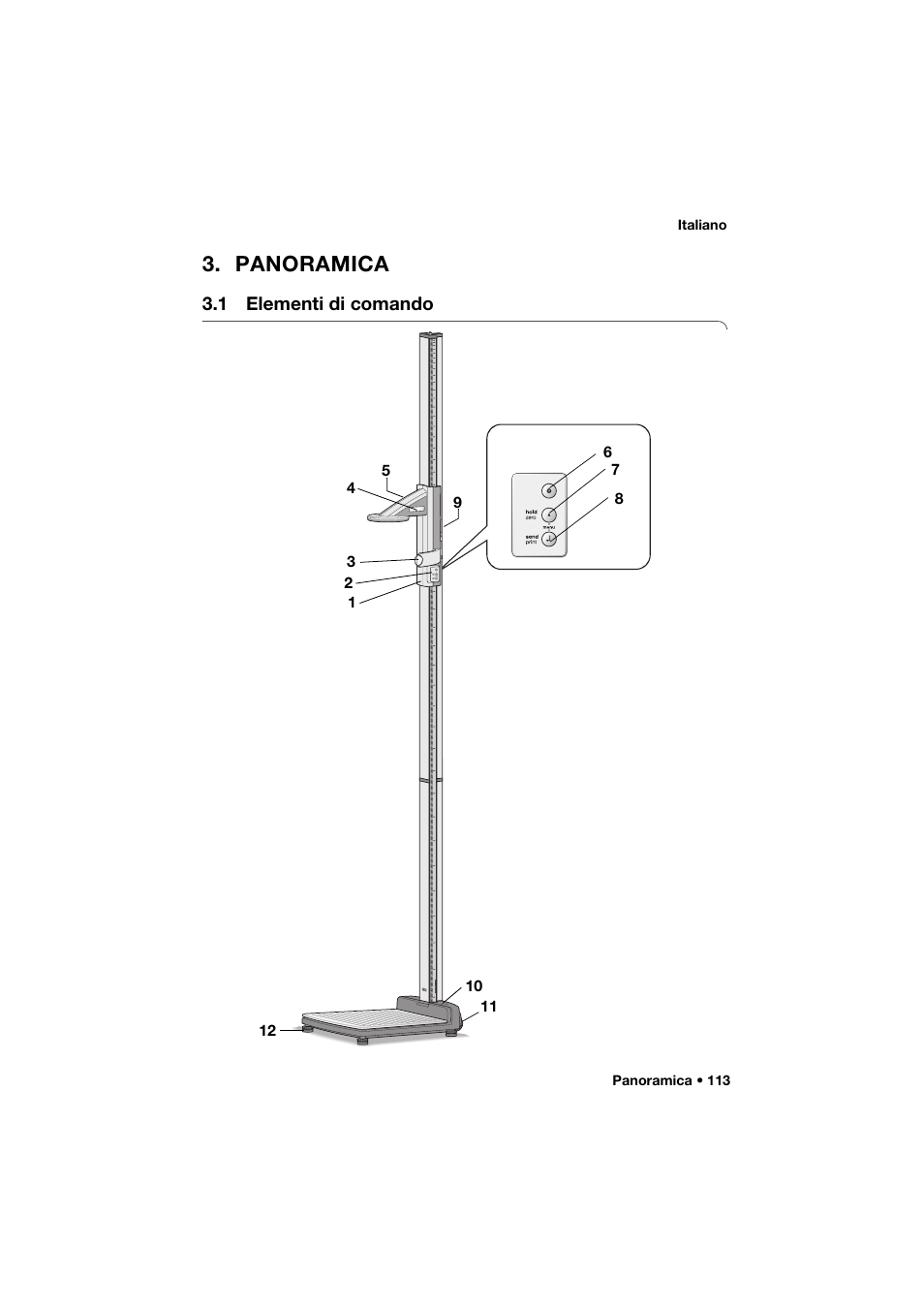 Panoramica, 1 elementi di comando | Seca 274 band_1 User Manual | Page 113 / 255