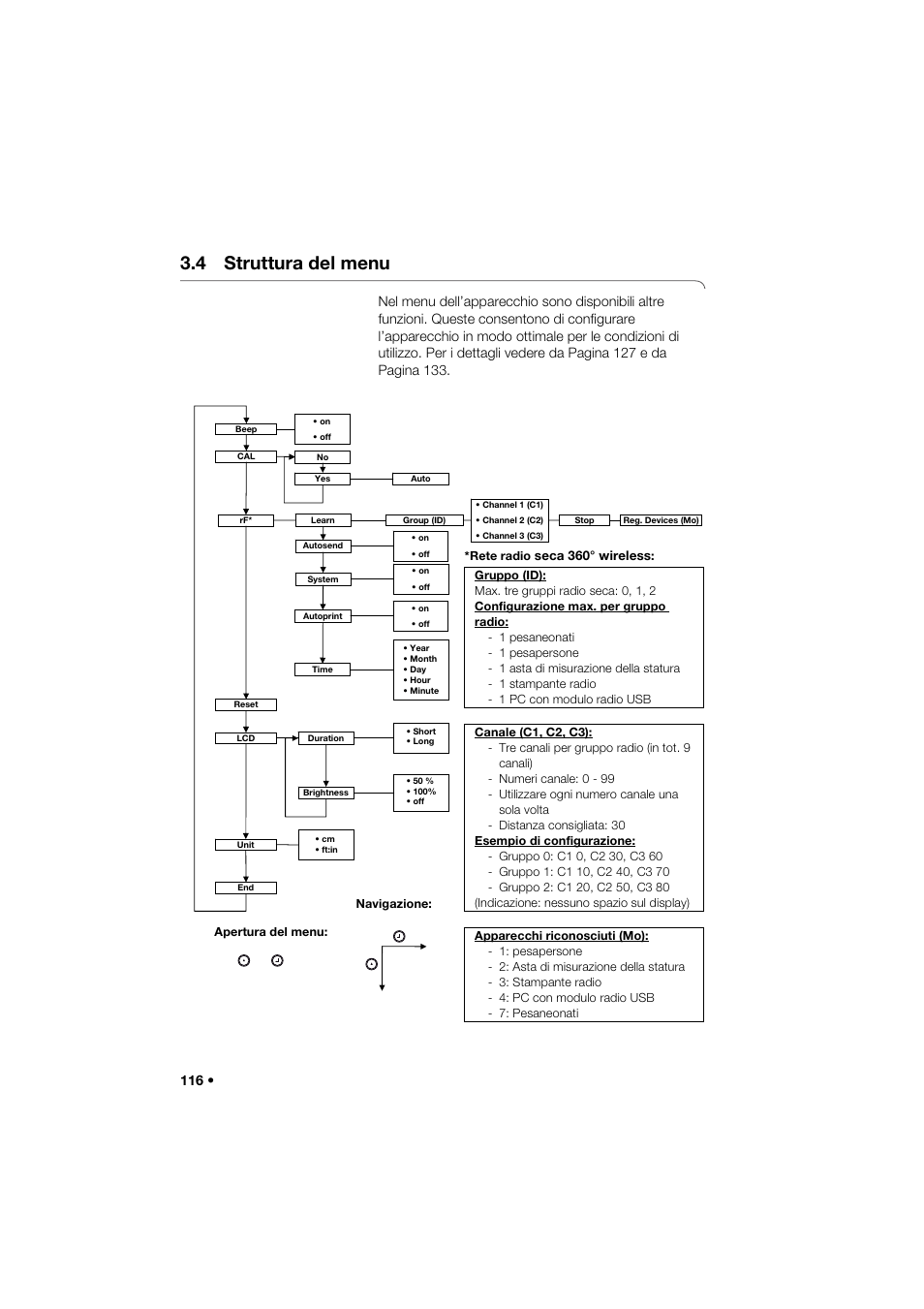 4 struttura del menu | Seca 274 band_1 User Manual | Page 116 / 255