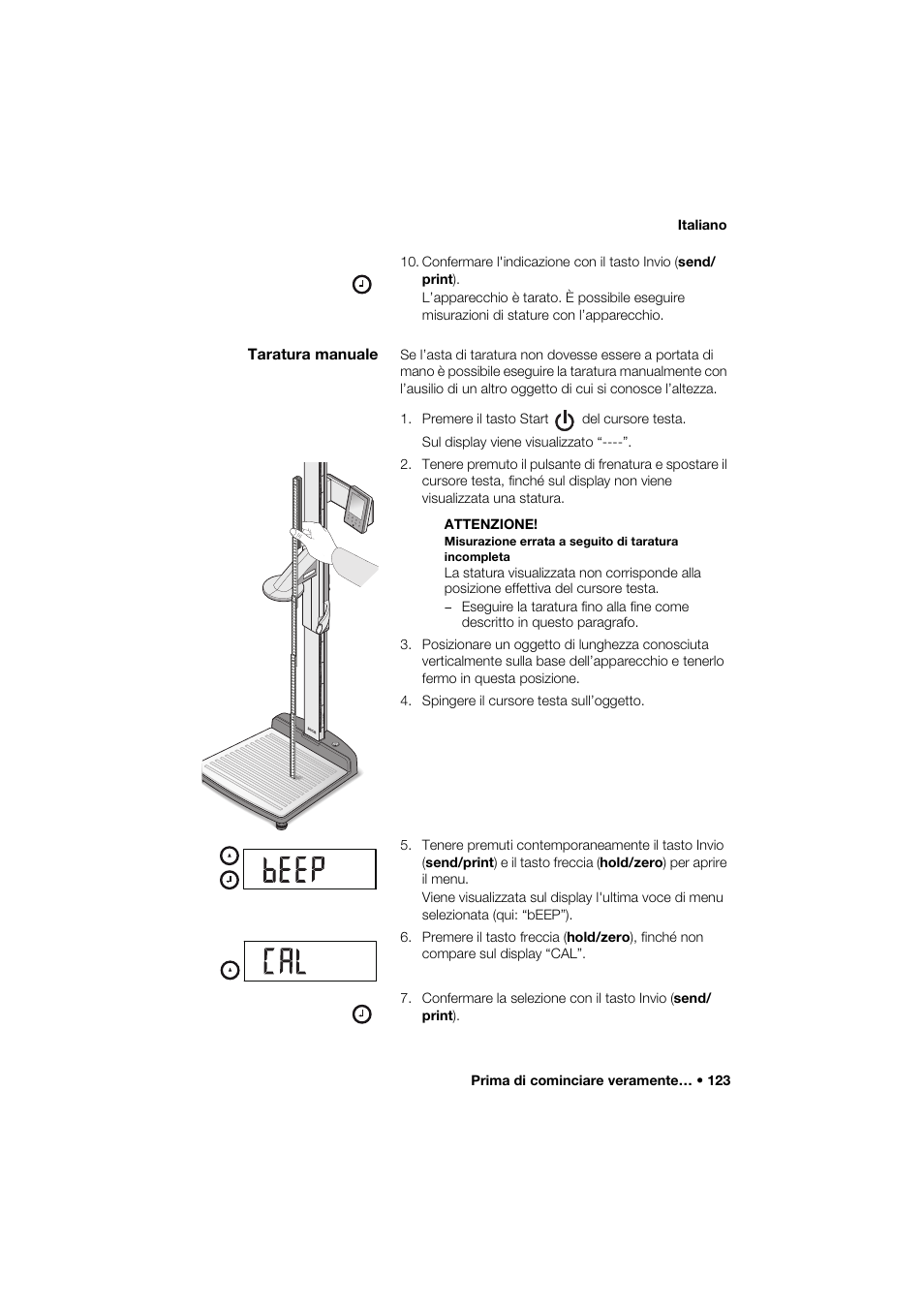 Taratura manuale | Seca 274 band_1 User Manual | Page 123 / 255