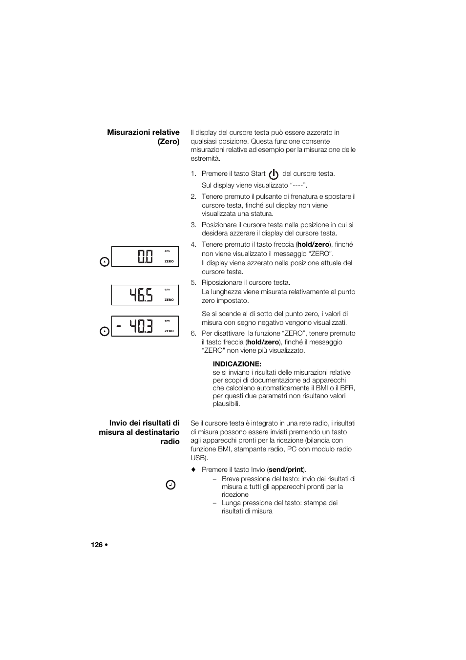 Misurazioni relative (zero) | Seca 274 band_1 User Manual | Page 126 / 255