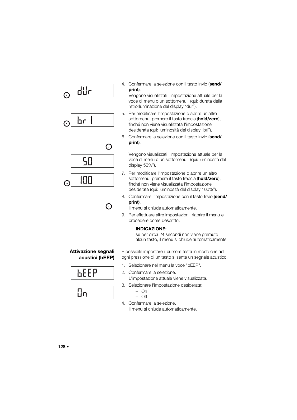 Attivazione segnali acustici (beep) | Seca 274 band_1 User Manual | Page 128 / 255