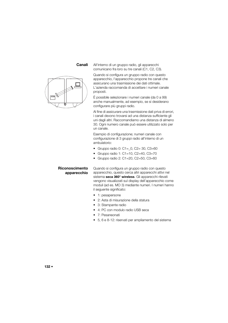 Canali, Riconoscimento apparecchio | Seca 274 band_1 User Manual | Page 132 / 255