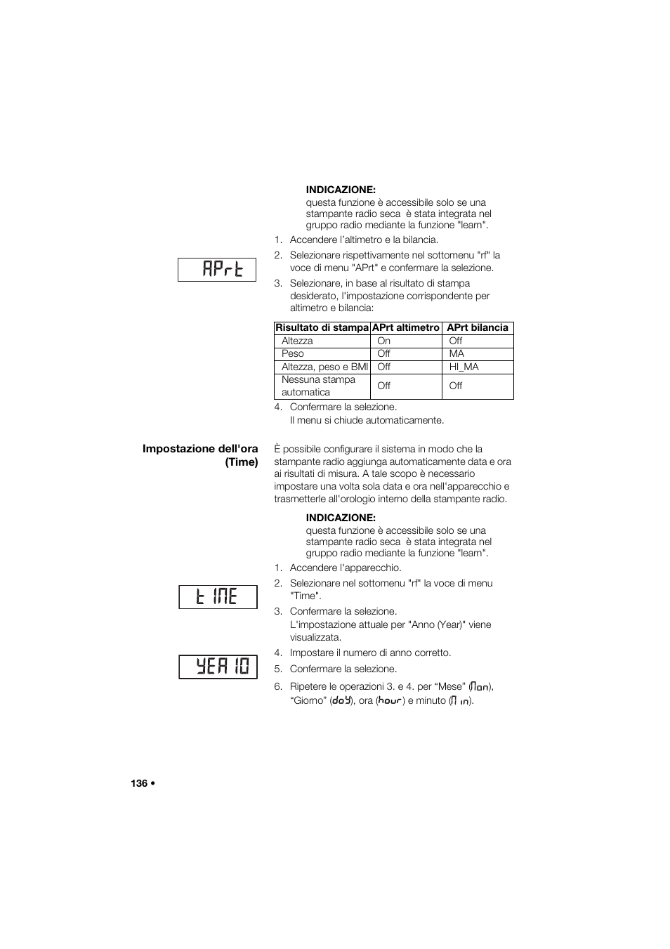 Impostazione dell'ora (time) | Seca 274 band_1 User Manual | Page 136 / 255