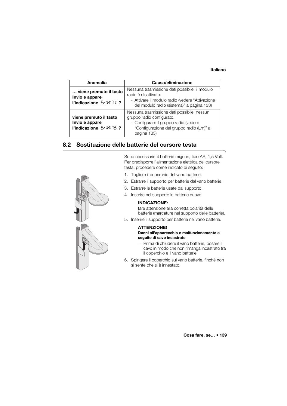 2 sostituzione delle batterie del cursore testa | Seca 274 band_1 User Manual | Page 139 / 255