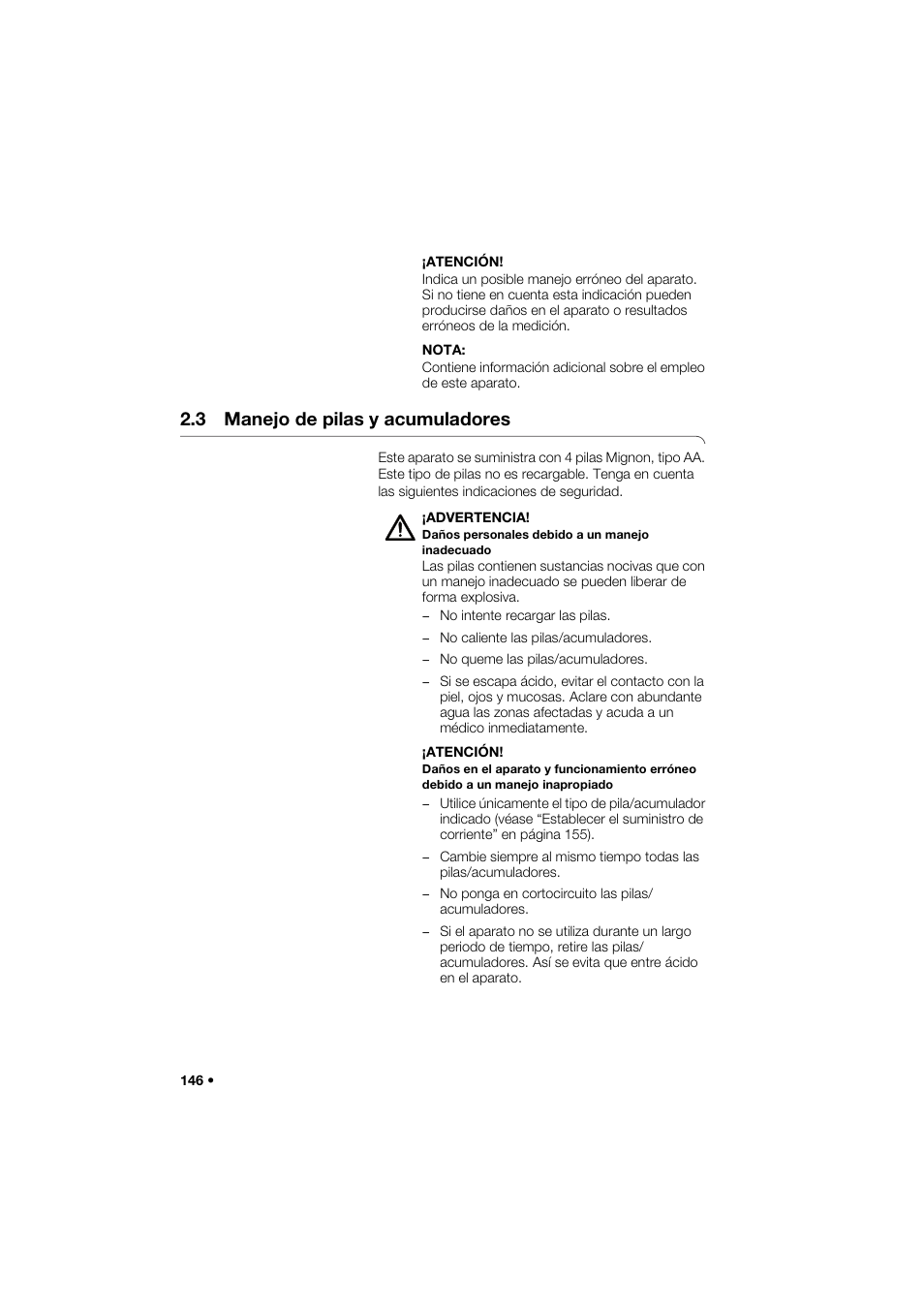 3 manejo de pilas y acumuladores | Seca 274 band_1 User Manual | Page 146 / 255