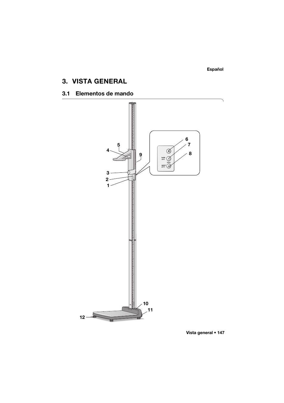 Vista general, 1 elementos de mando | Seca 274 band_1 User Manual | Page 147 / 255