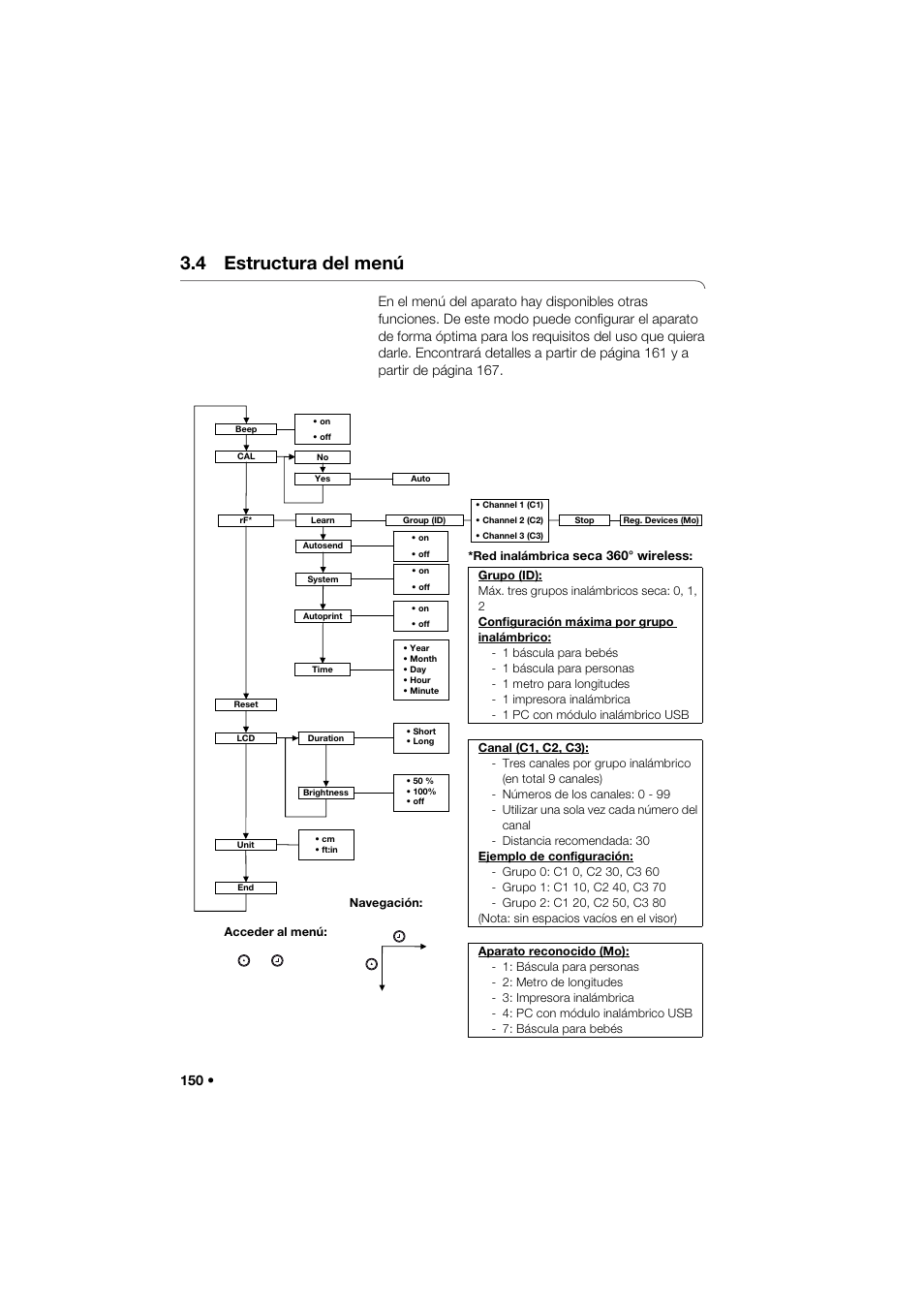 4 estructura del menú | Seca 274 band_1 User Manual | Page 150 / 255