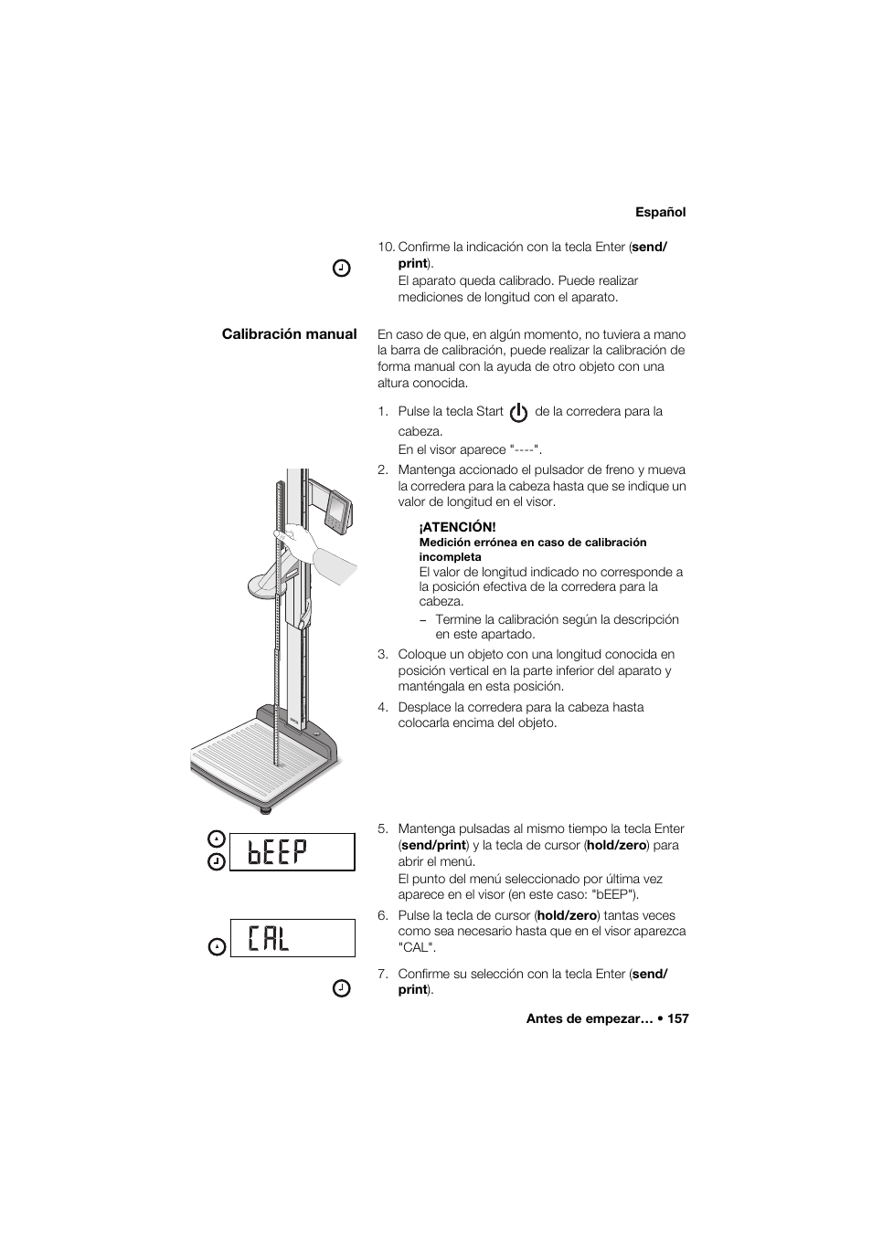 Calibración manual | Seca 274 band_1 User Manual | Page 157 / 255