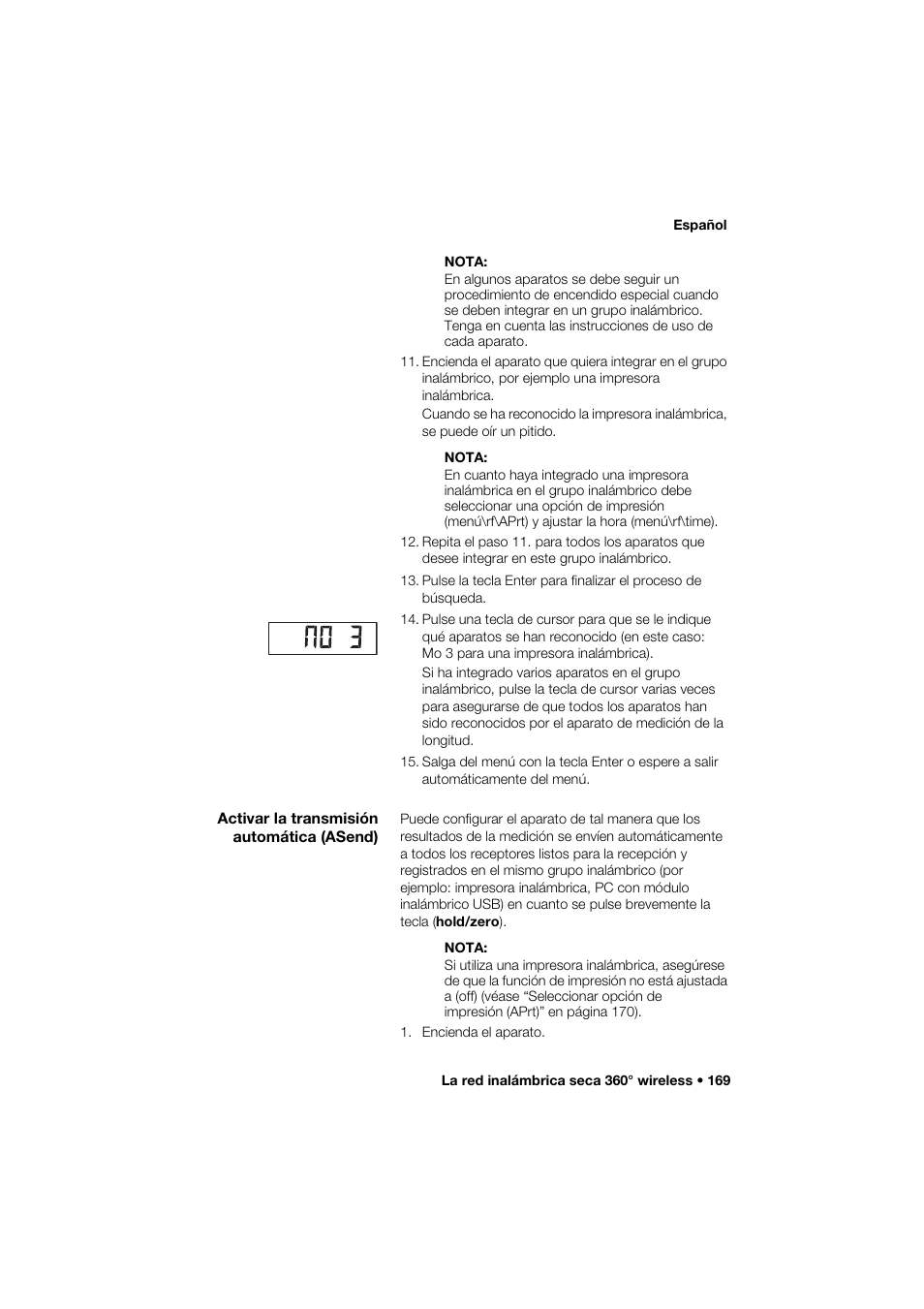 Activar la transmisión automática (asend) | Seca 274 band_1 User Manual | Page 169 / 255