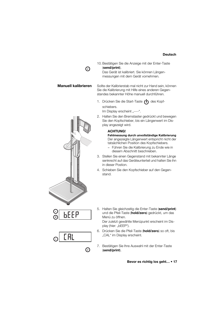 Manuell kalibrieren | Seca 274 band_1 User Manual | Page 17 / 255