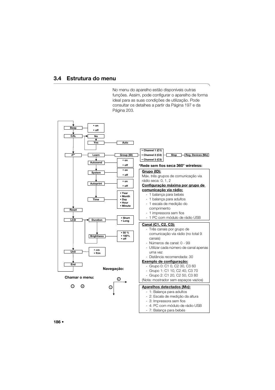 4 estrutura do menu | Seca 274 band_1 User Manual | Page 186 / 255