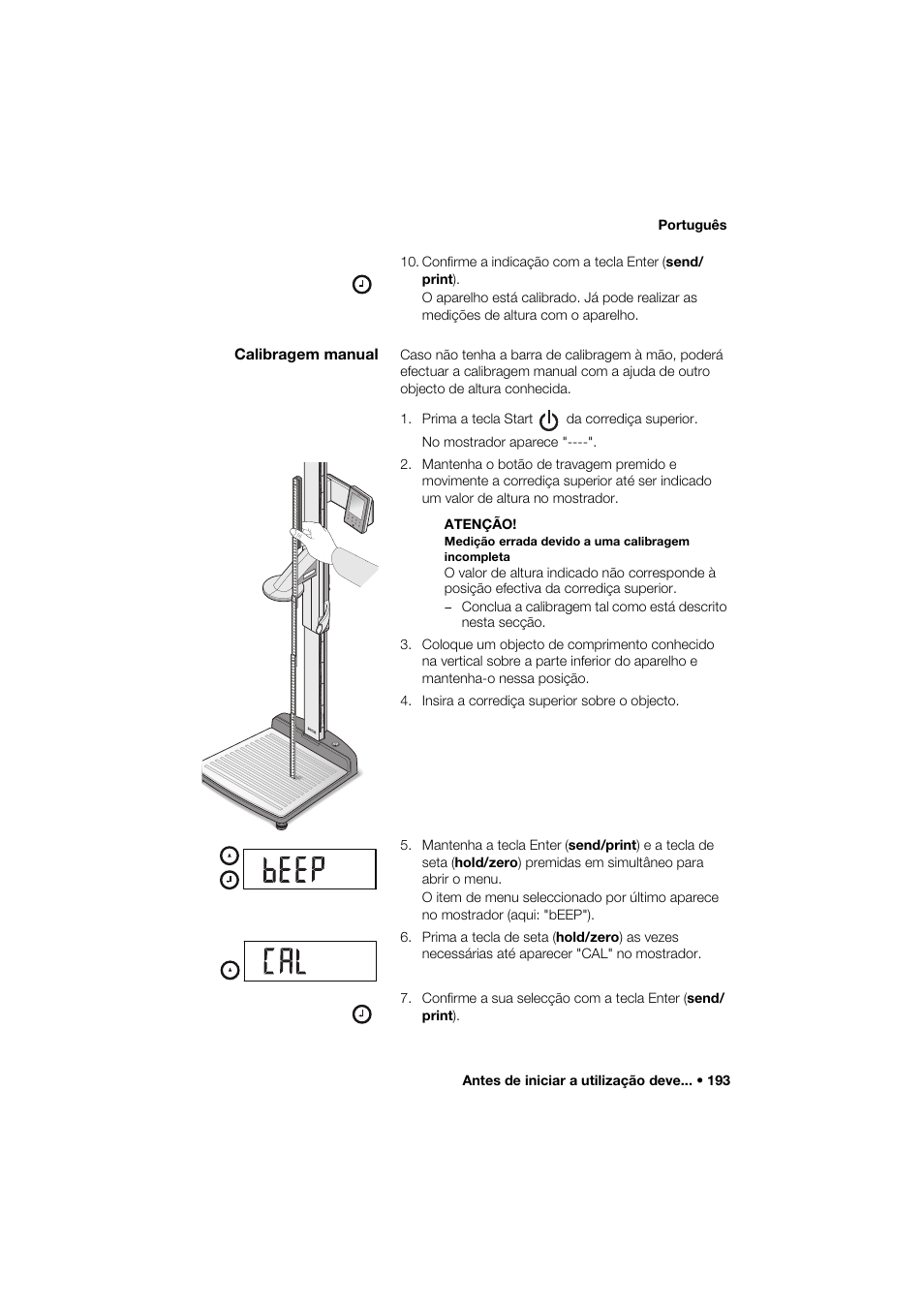 Calibragem manual | Seca 274 band_1 User Manual | Page 193 / 255