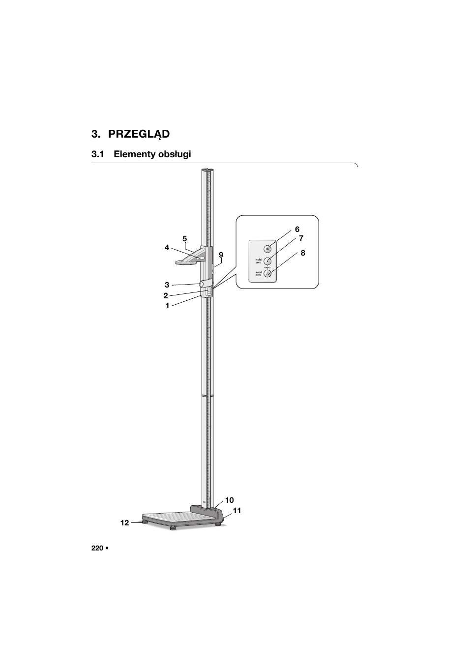 Przegląd, 1 elementy obsługi | Seca 274 band_1 User Manual | Page 220 / 255